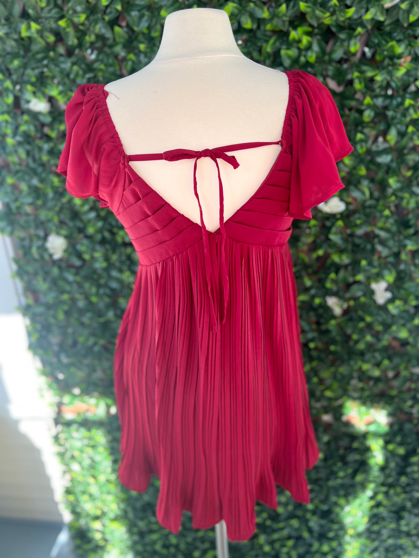 Burgundy Pleated Dress