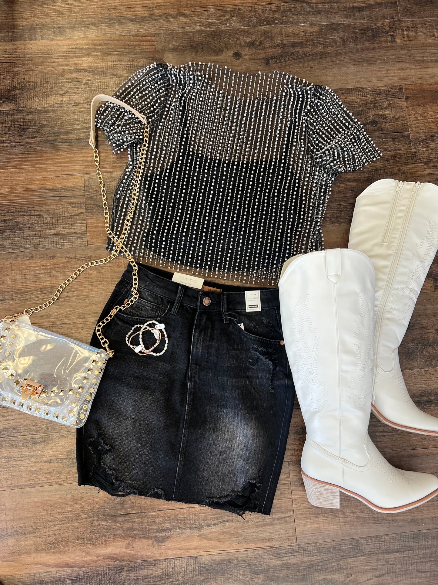 SS Mesh Beaded Top