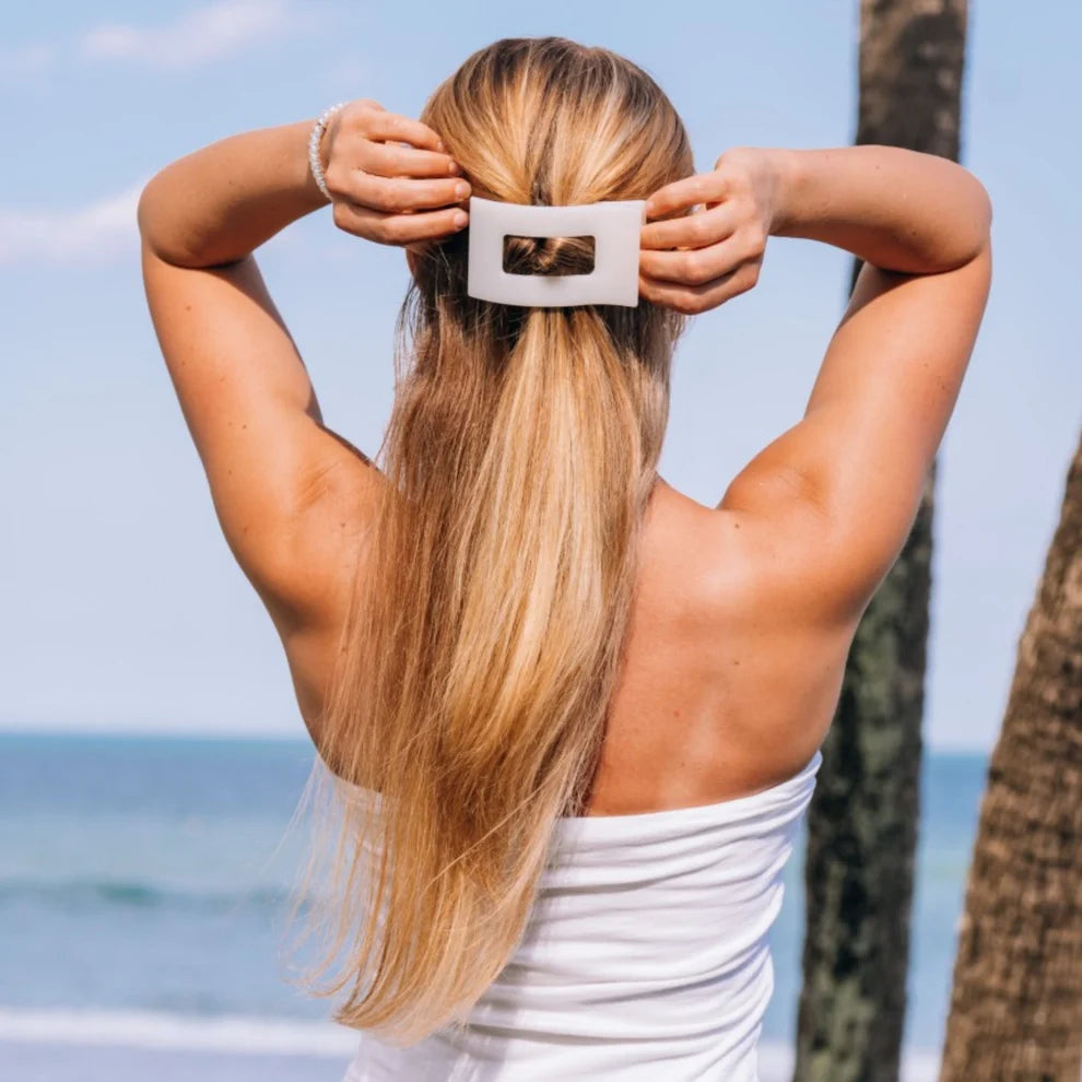 Coconut White Flat Rectangle Hair Clip