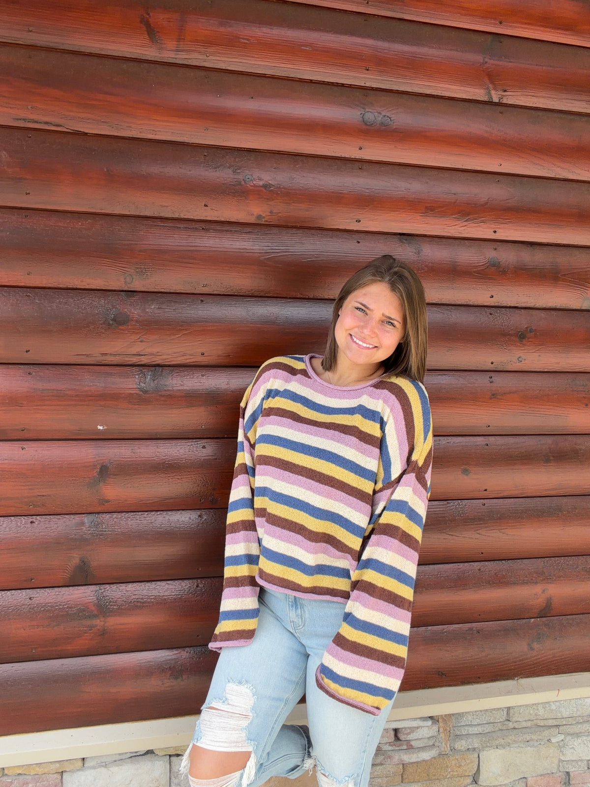 Multicolor Striped Sweater Knit Top