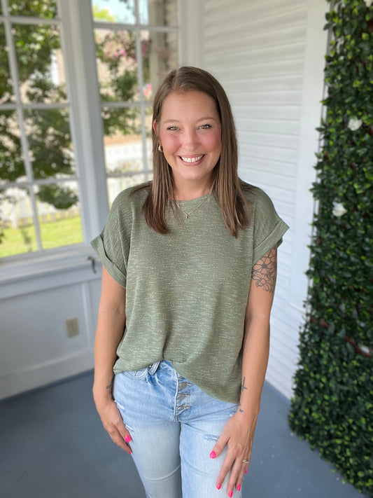 Textured Cuff Sleeve Top