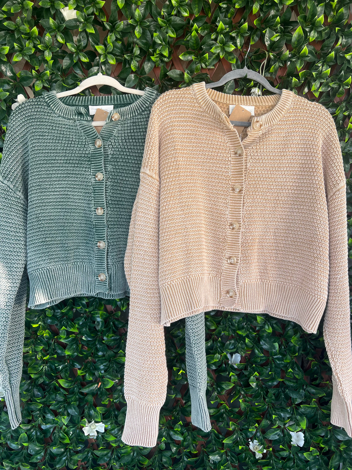 Mineral Washed Cotton Waffle Cardigan