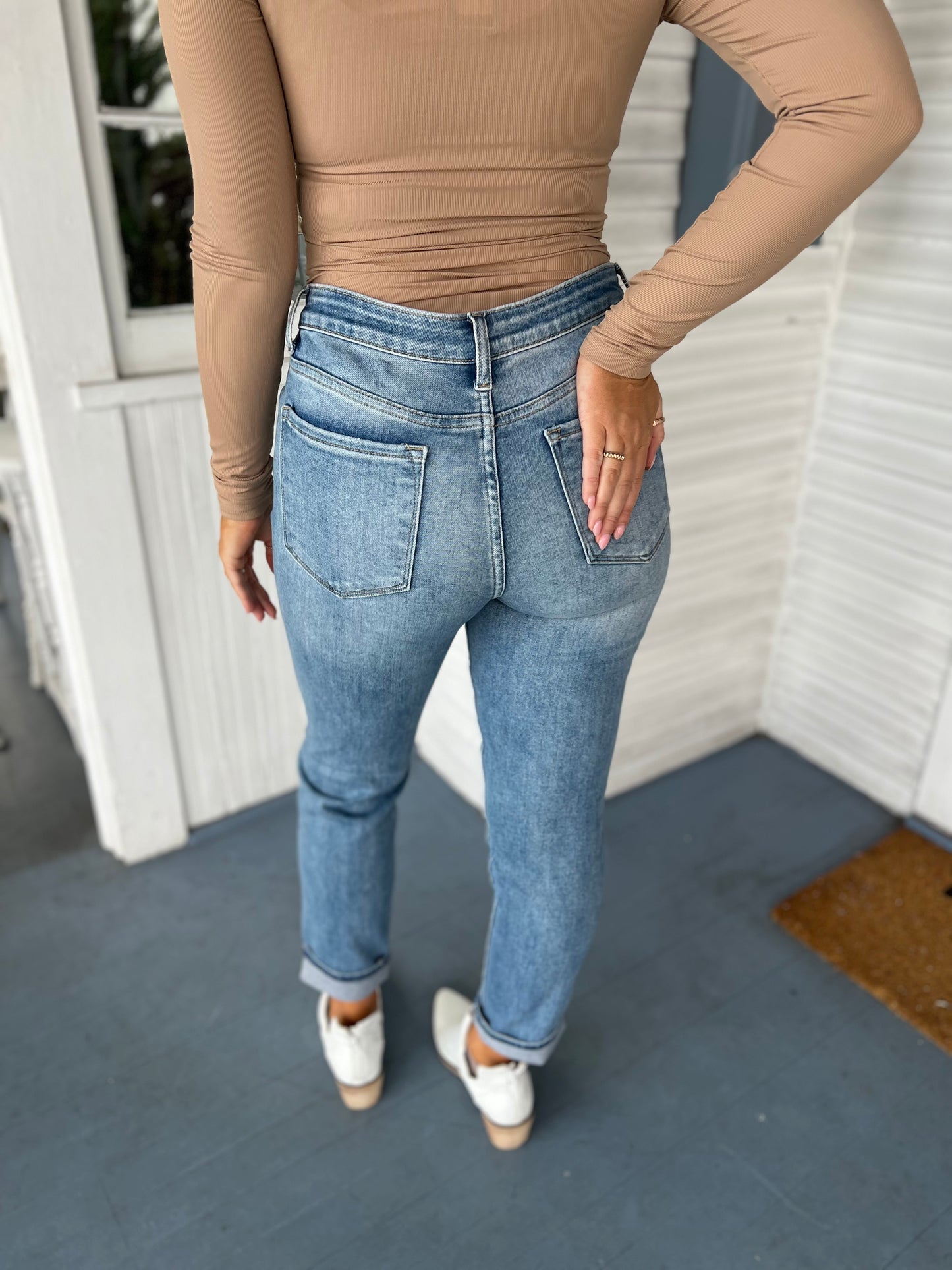 Mid Rise Relaxed Skinny Jeans