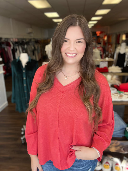 Raw Hem Drop Shoulder Top