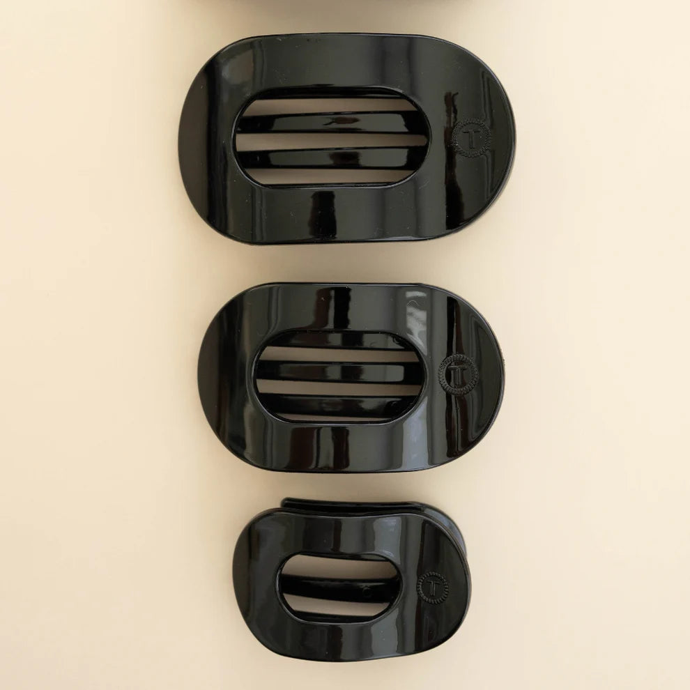Jet Black Flat Round Hair Clip
