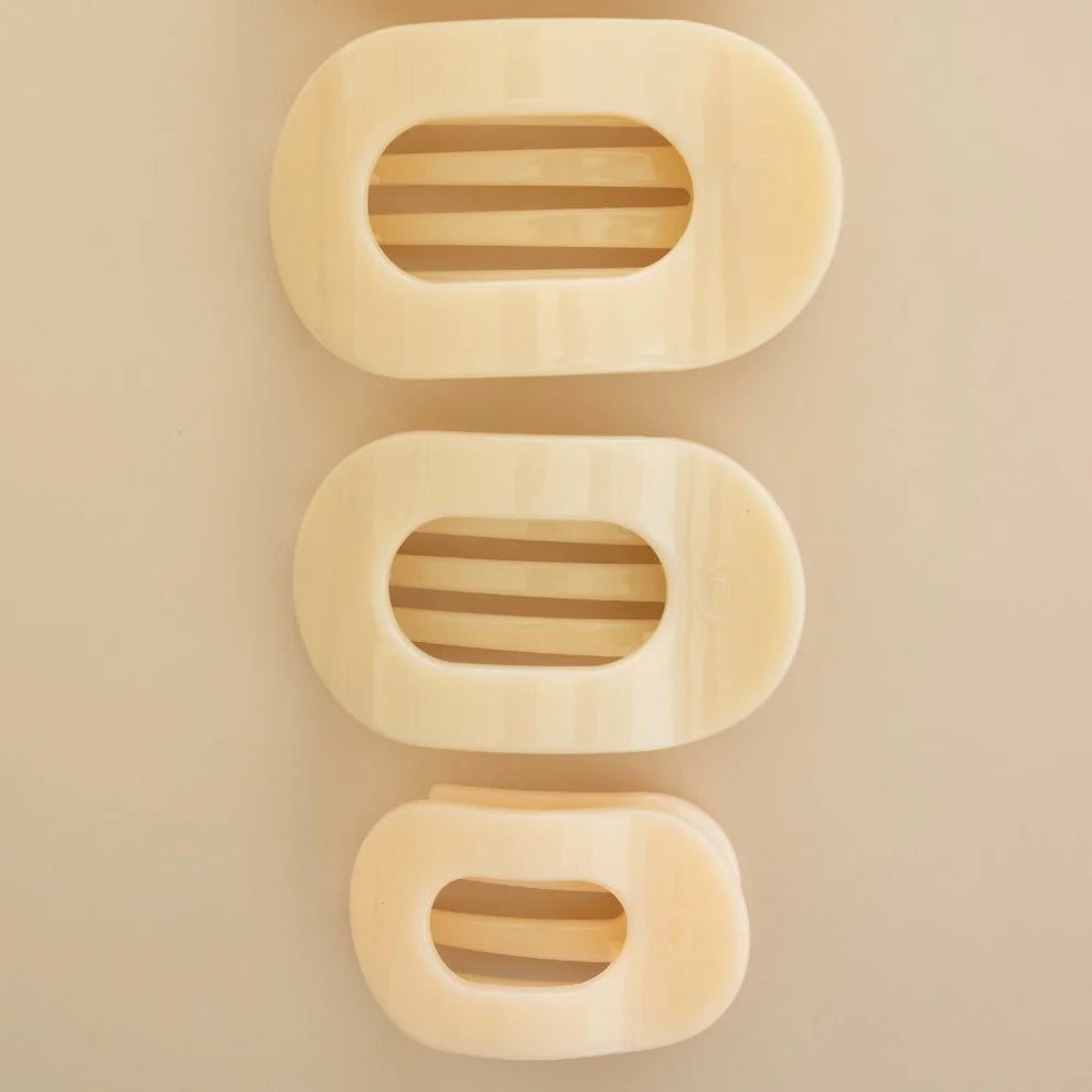 Almond Beige Flat Round Hair Clip