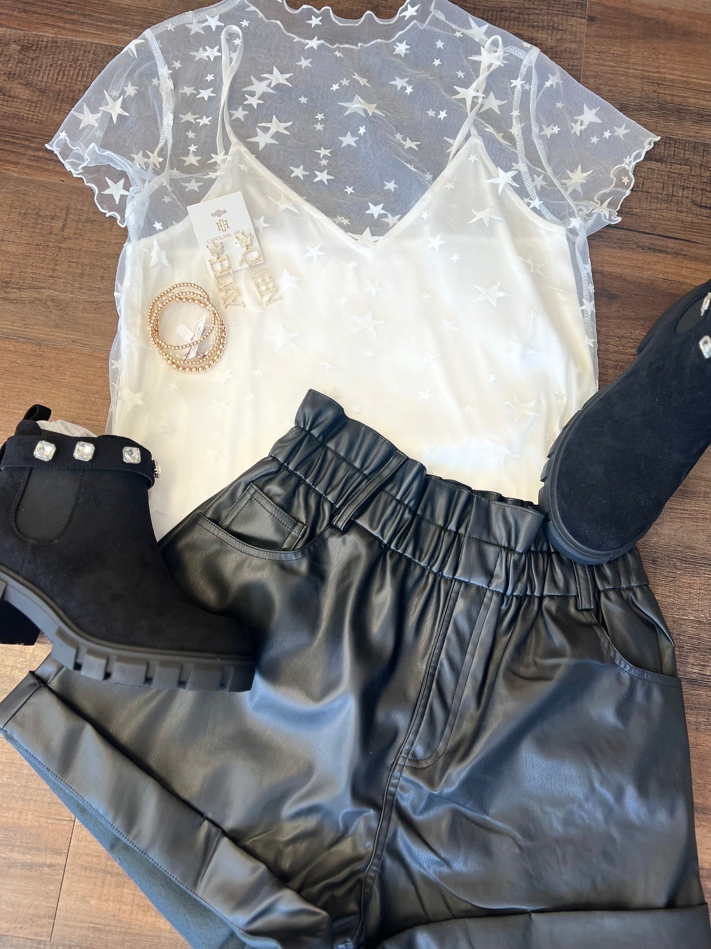 Black Pleather Shorts