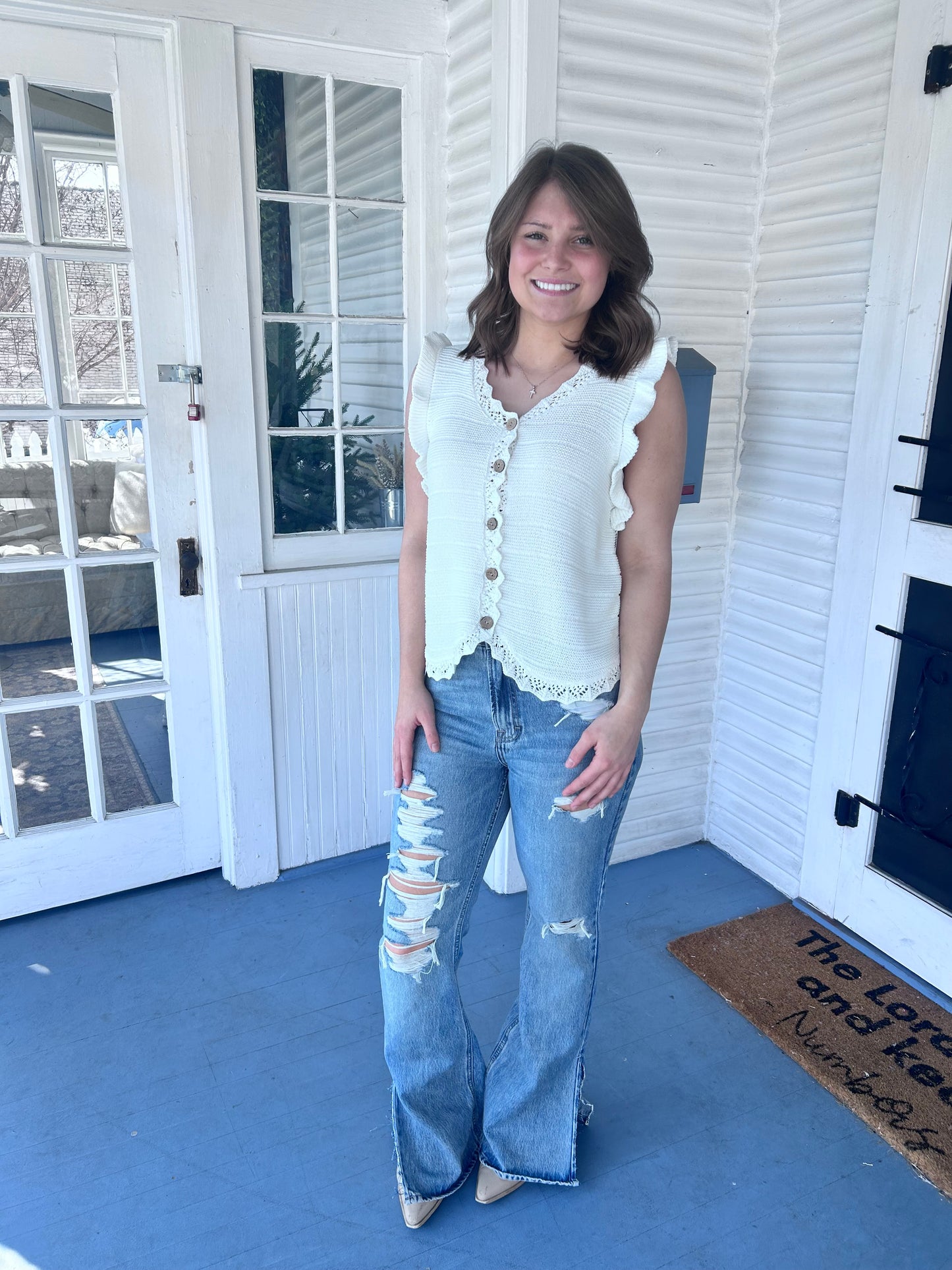 Crochet Knit Button Vest