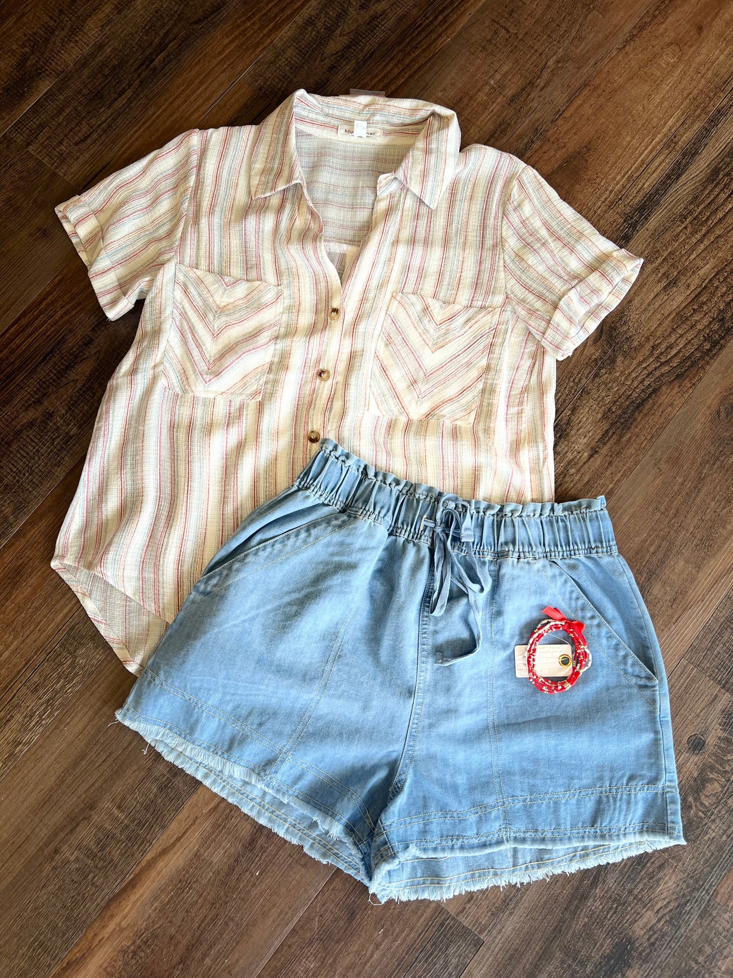 Washed Chambray Denim Shorts