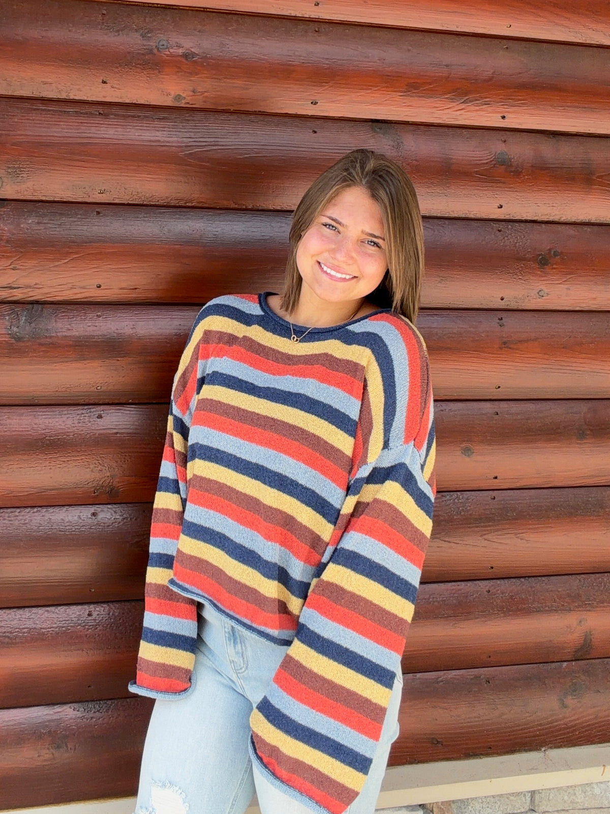 Multicolor Striped Sweater Knit Top