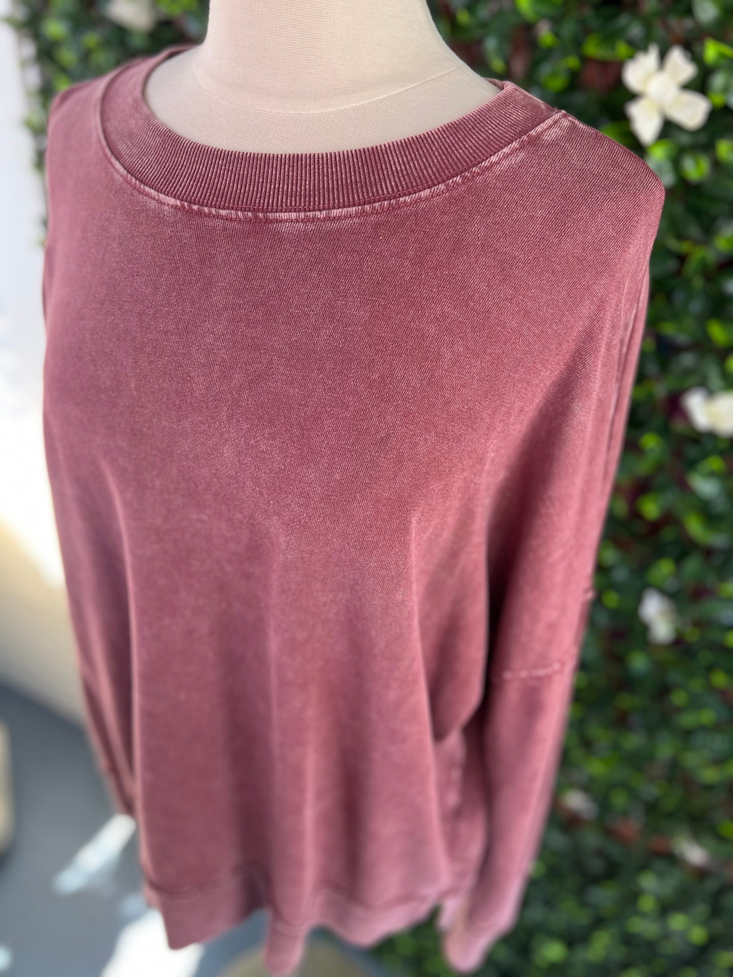 Burgundy Mineral Wash LS Top