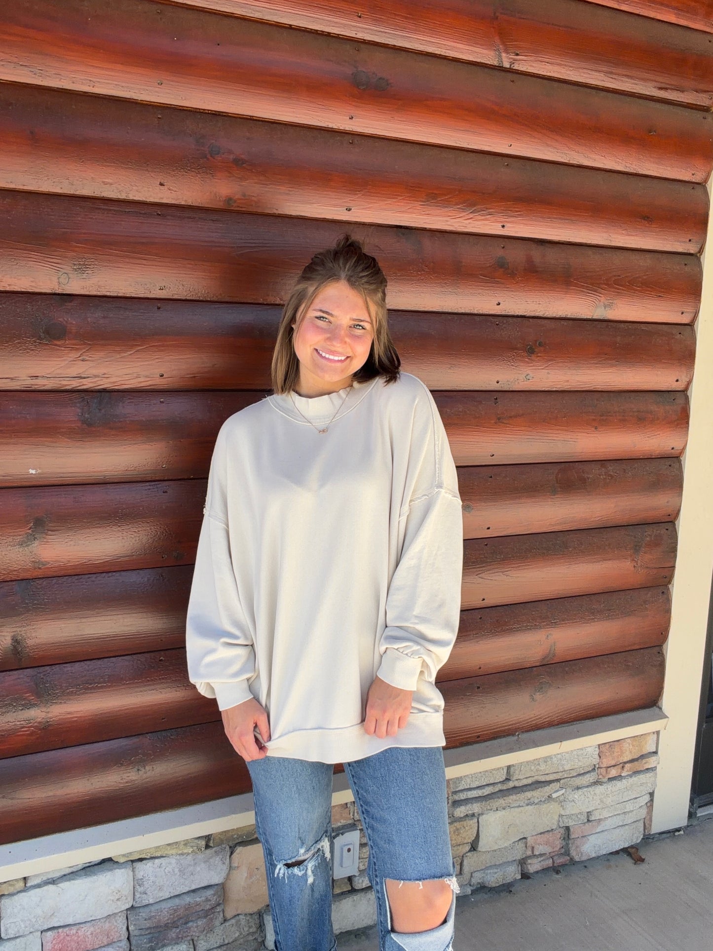 Mineral Washed Mock Neck Sweatshirt