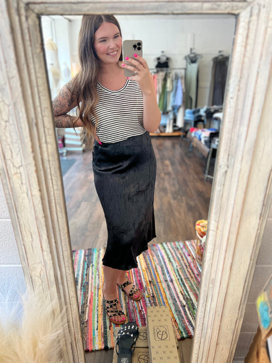 Crushed Velvet Midi Skirt