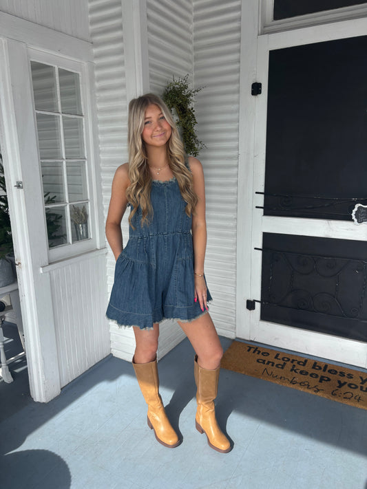 Denim Shorts Romper