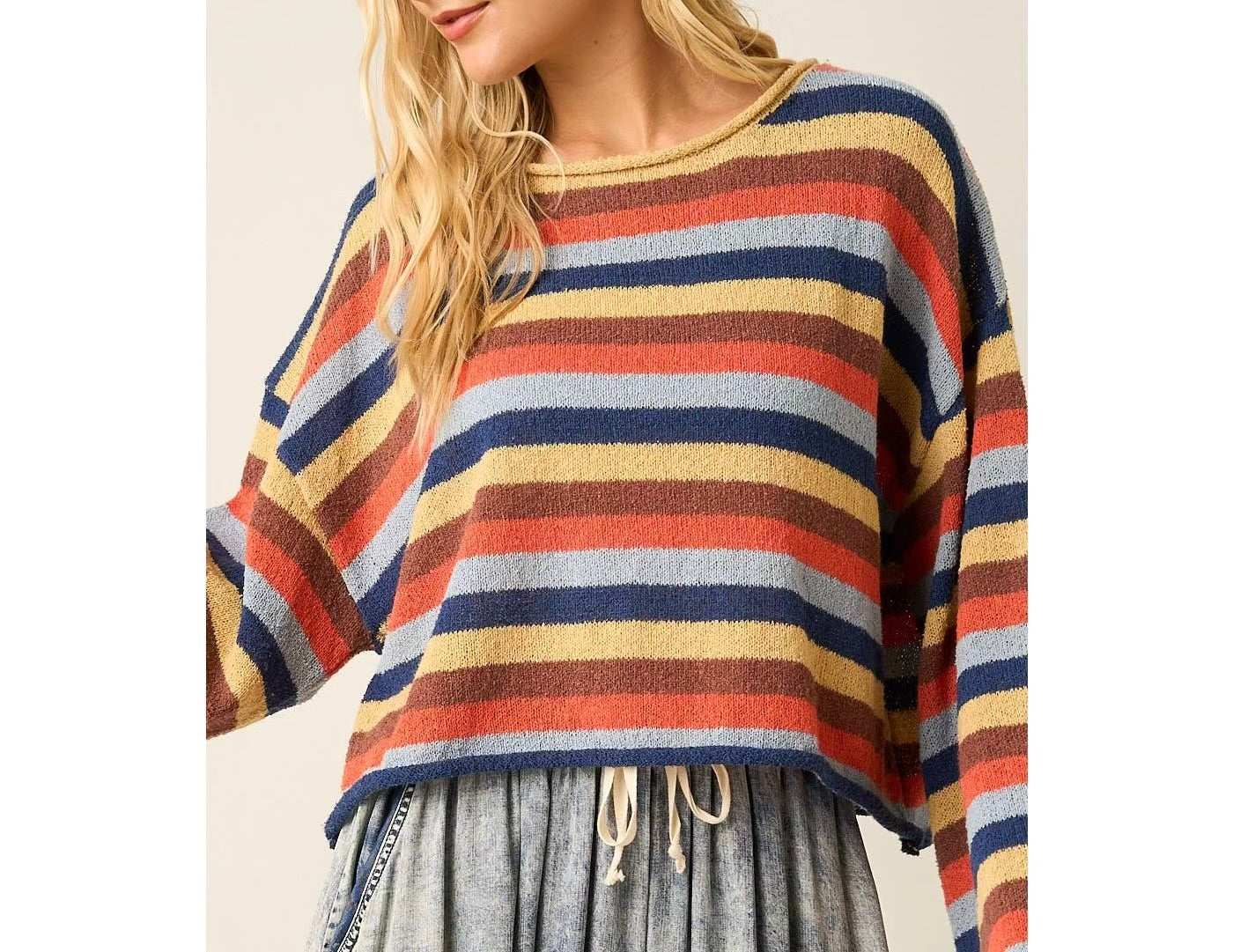 Multicolor Striped Sweater Knit Top