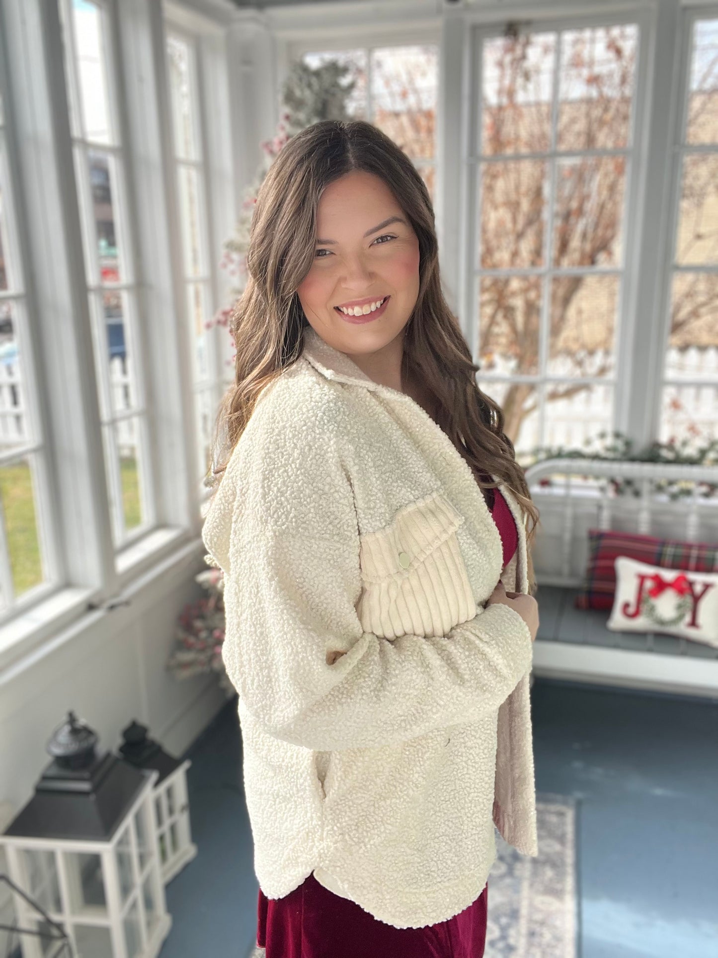 Sequin Detailed Sherpa Jacket