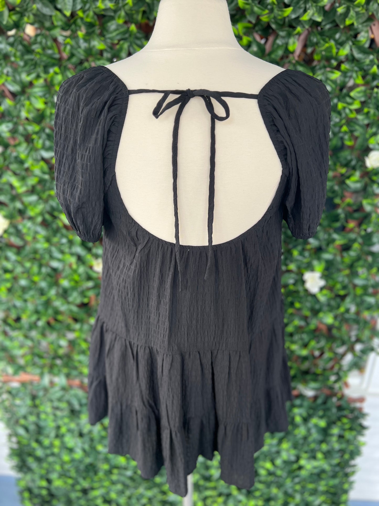 Black Bubble Sleeve Dress