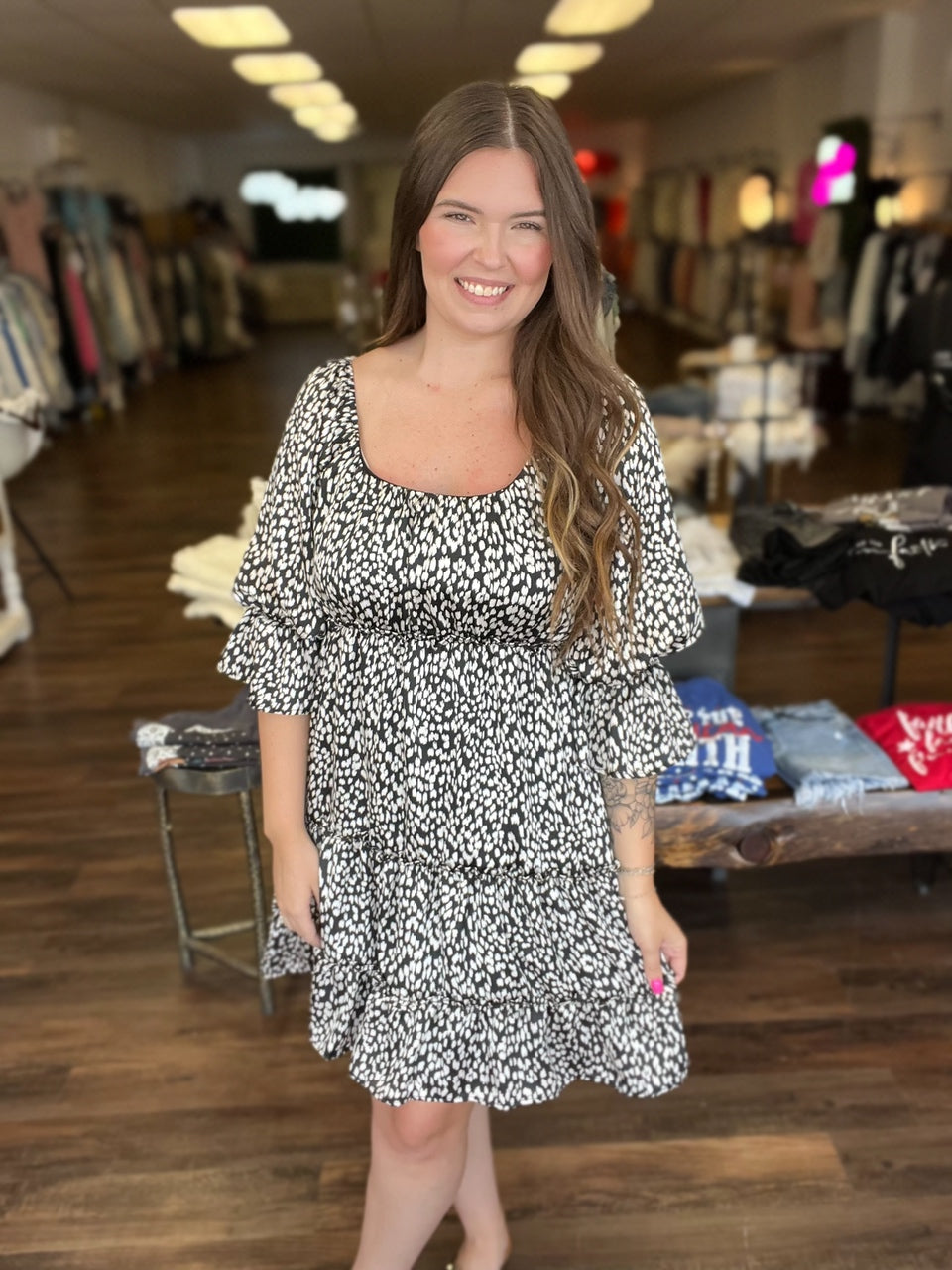 B&W Printed Dress