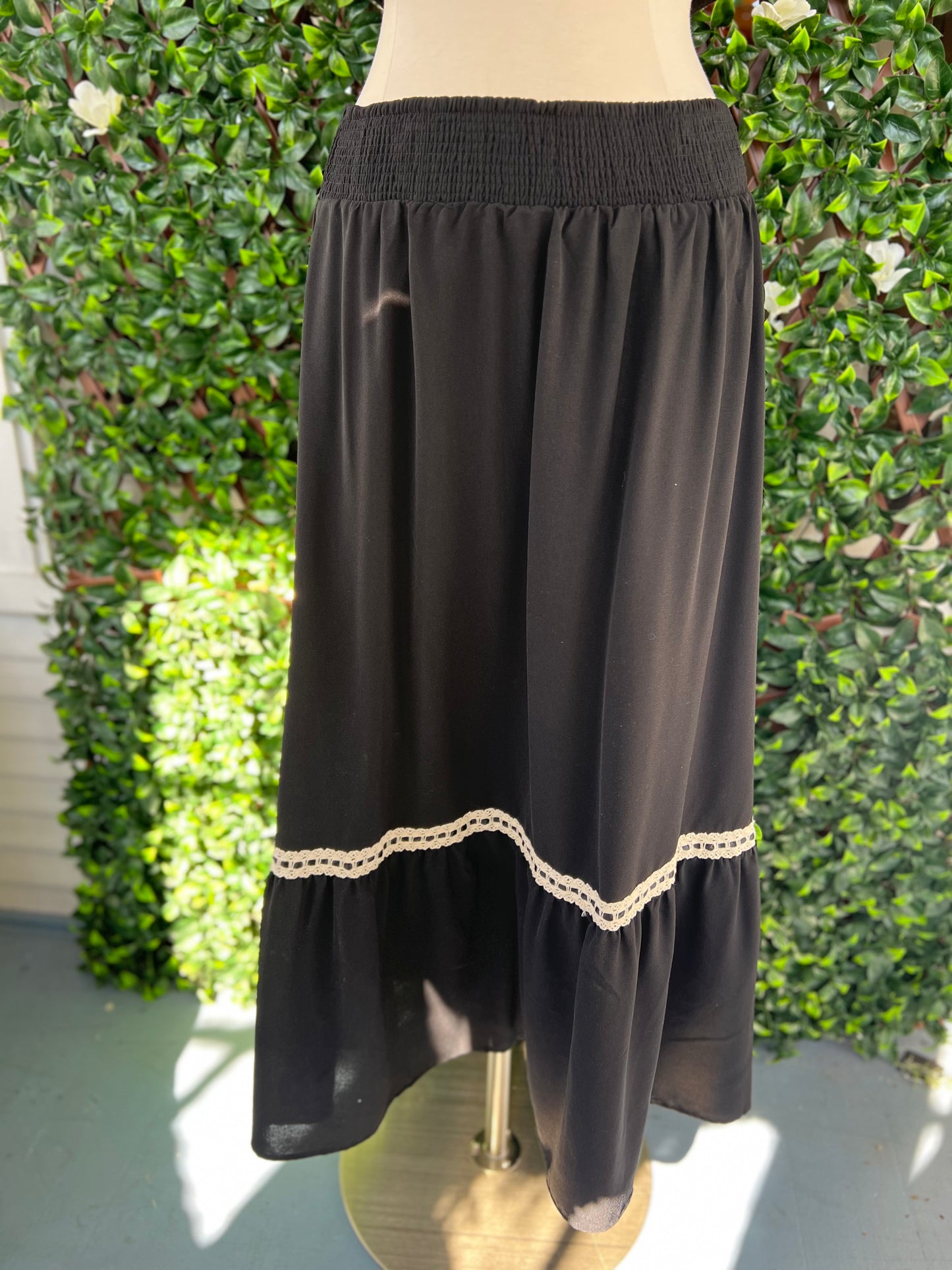 Black Crochet Detailed Skirt