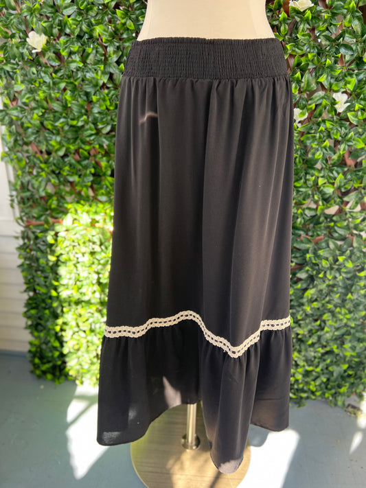 Black Crochet Detailed Skirt