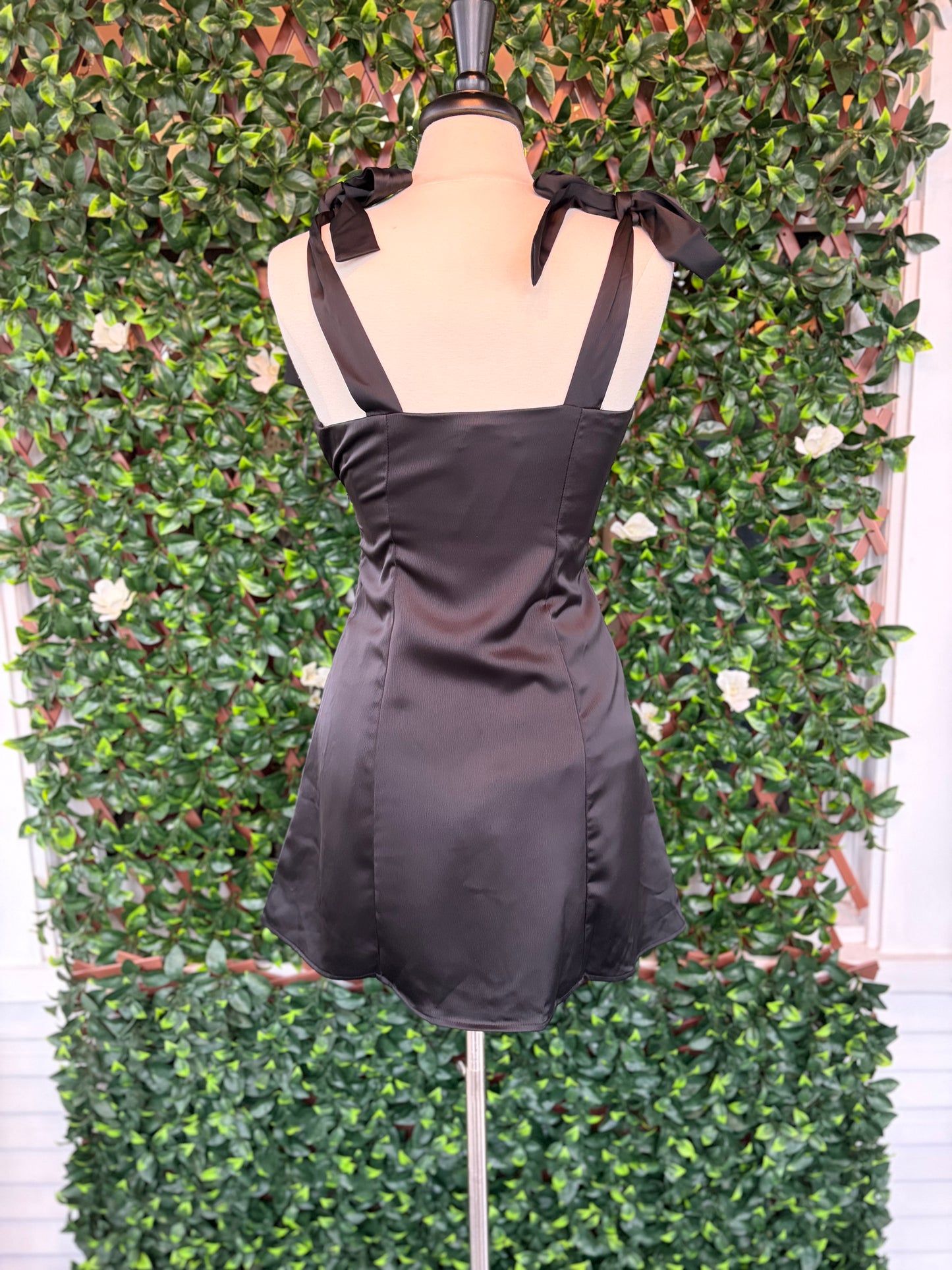 Black Bow Straps Mini Dress