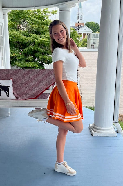 Orange Pleated Skirt