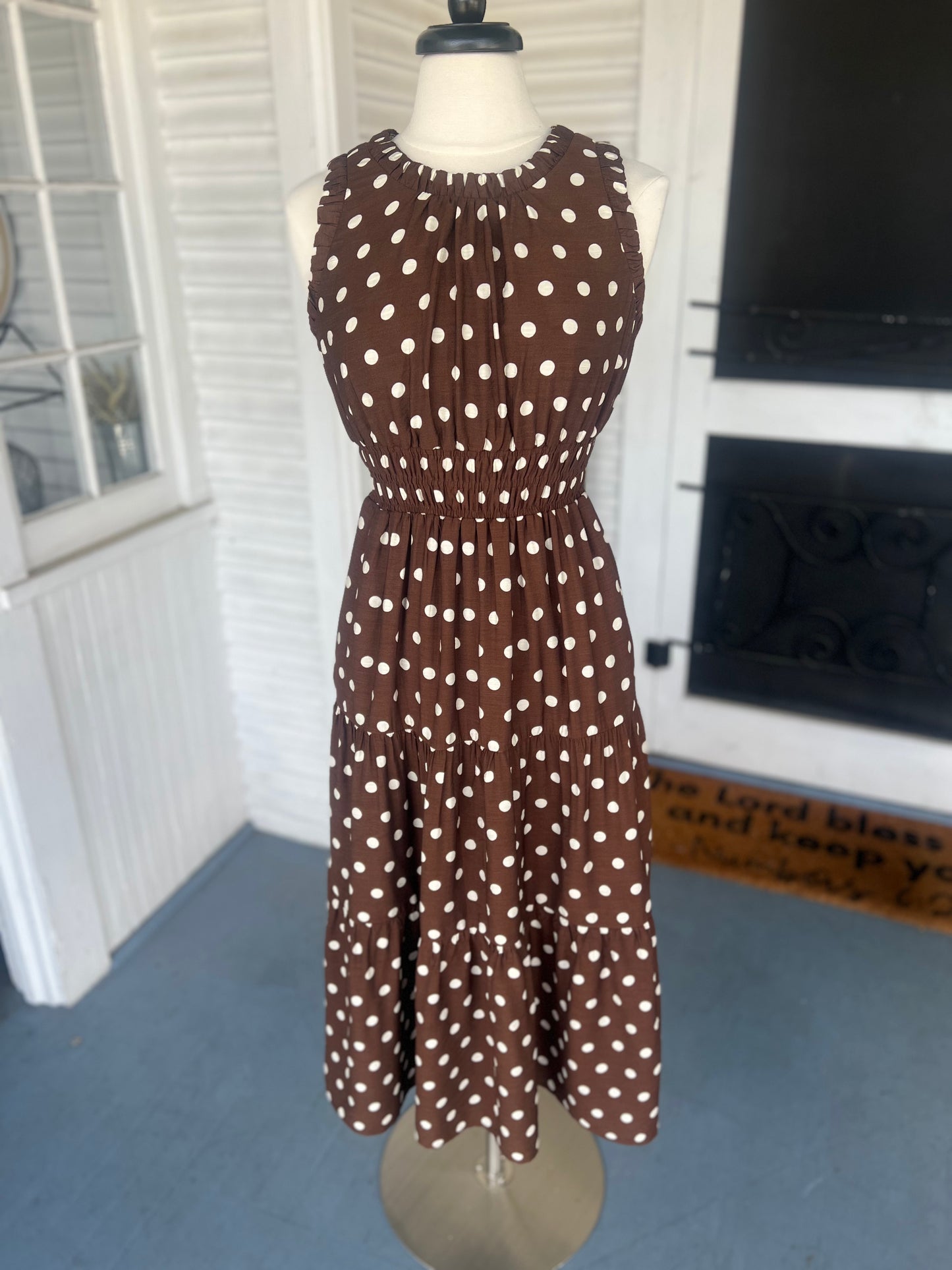 Polka Dot A Line Midi Dress