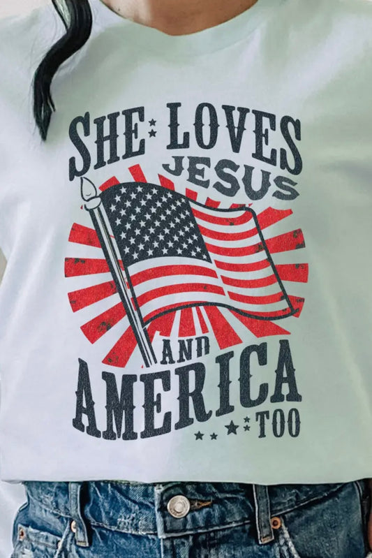 She Loves Jesus & America Too Tshirt