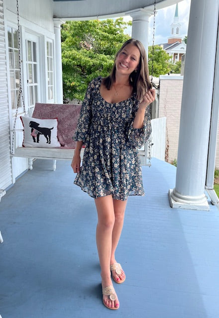 Teal Green Floral Dress