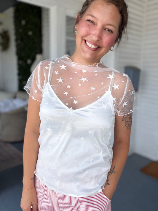 Sheer Star Detail SS Top