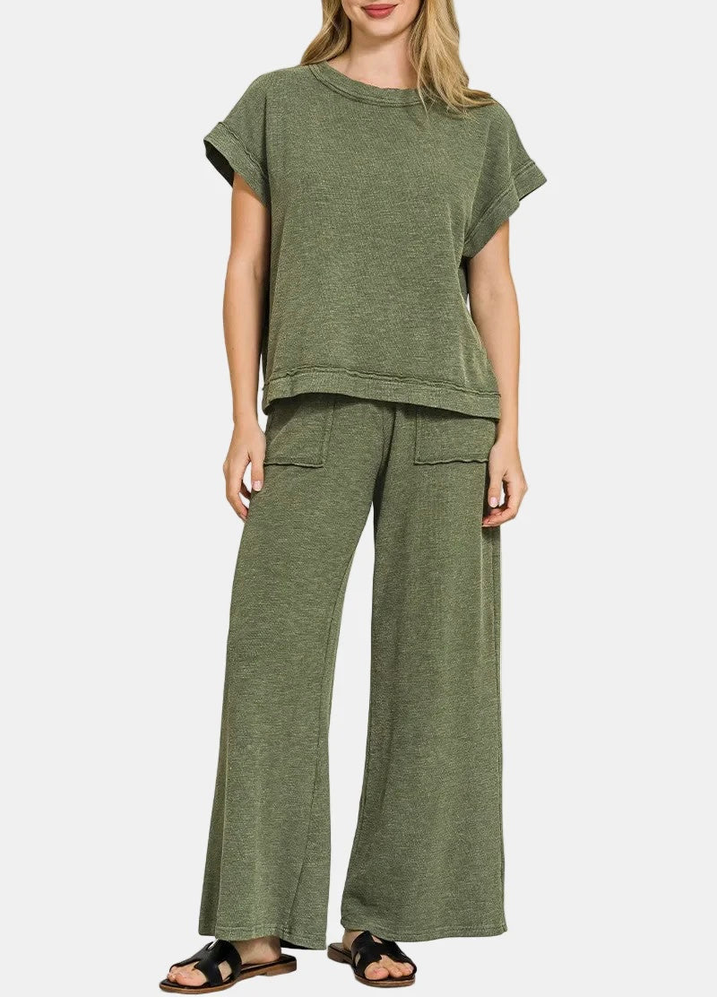 Cotton Slub SS Tee & Pant Set