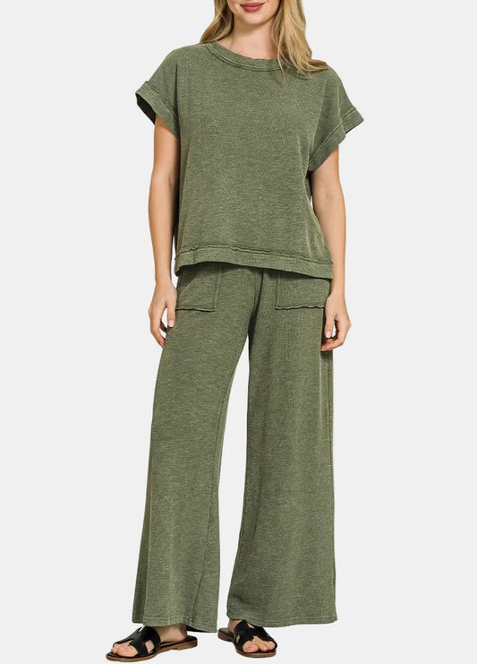 Cotton Slub SS Tee & Pant Set