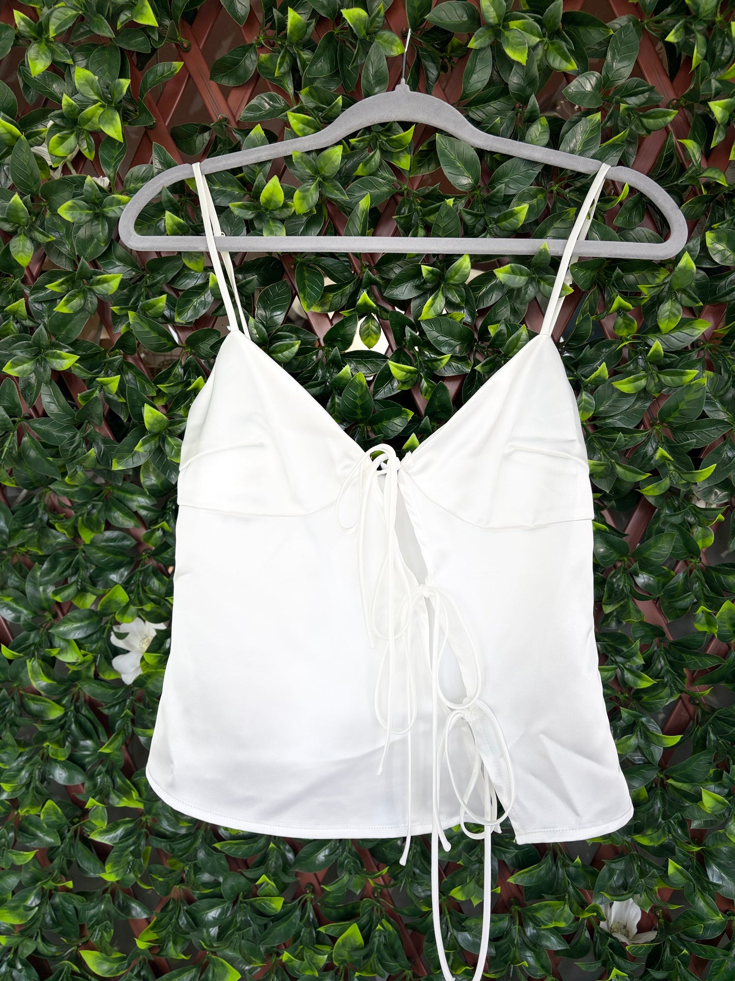 Satin Tie Front Tank