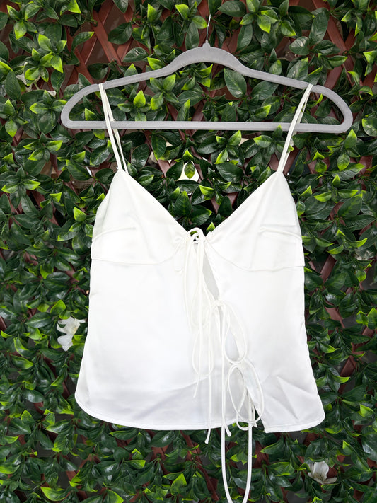 Satin Tie Front Tank