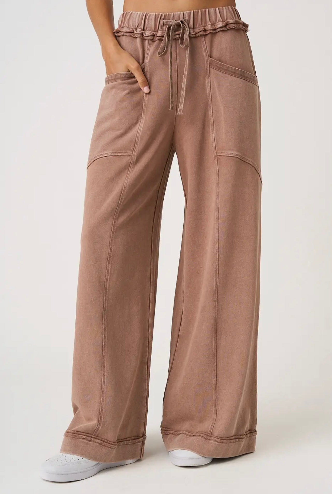 Wide Leg Stitch Seam Detail Pants