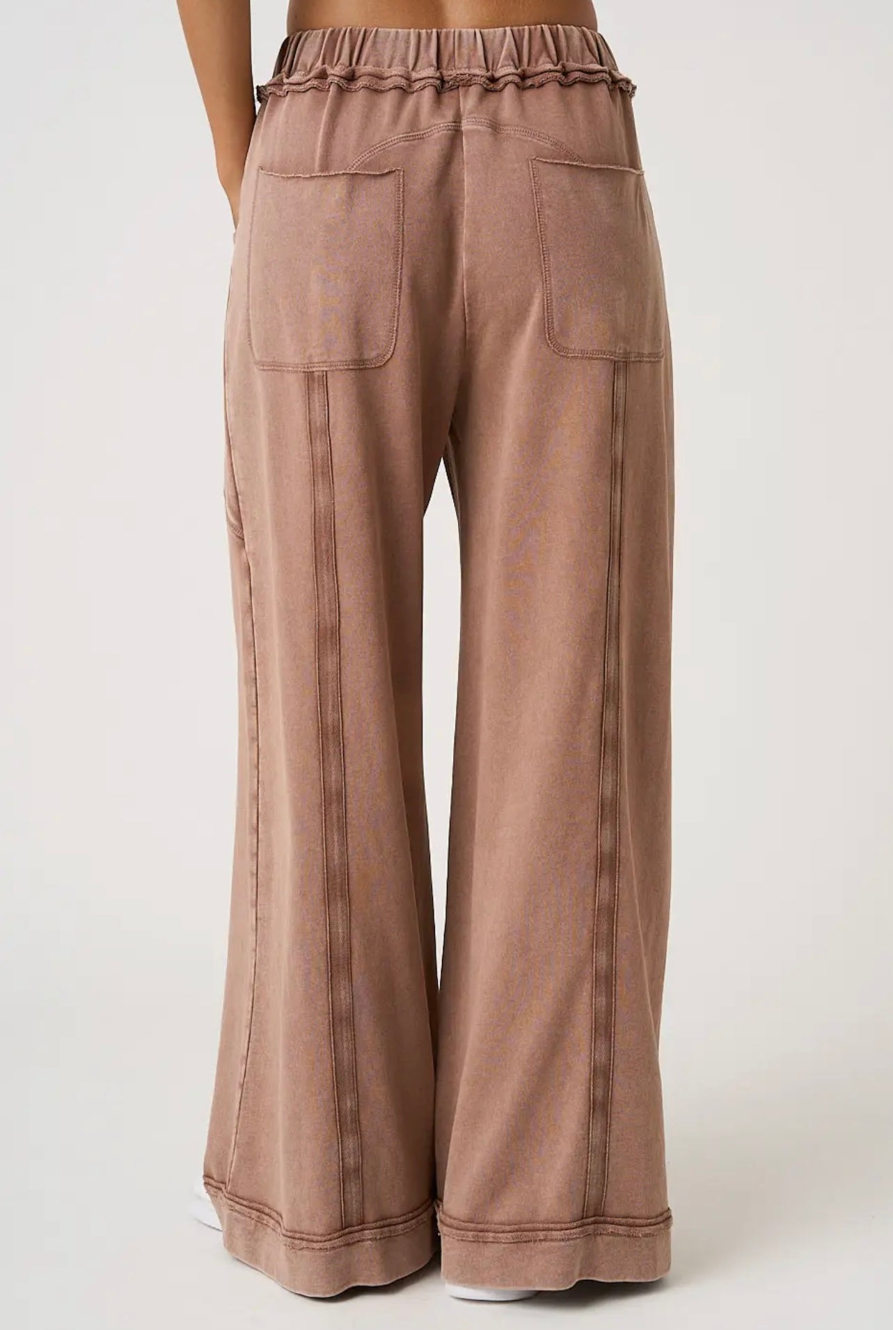 Wide Leg Stitch Seam Detail Pants