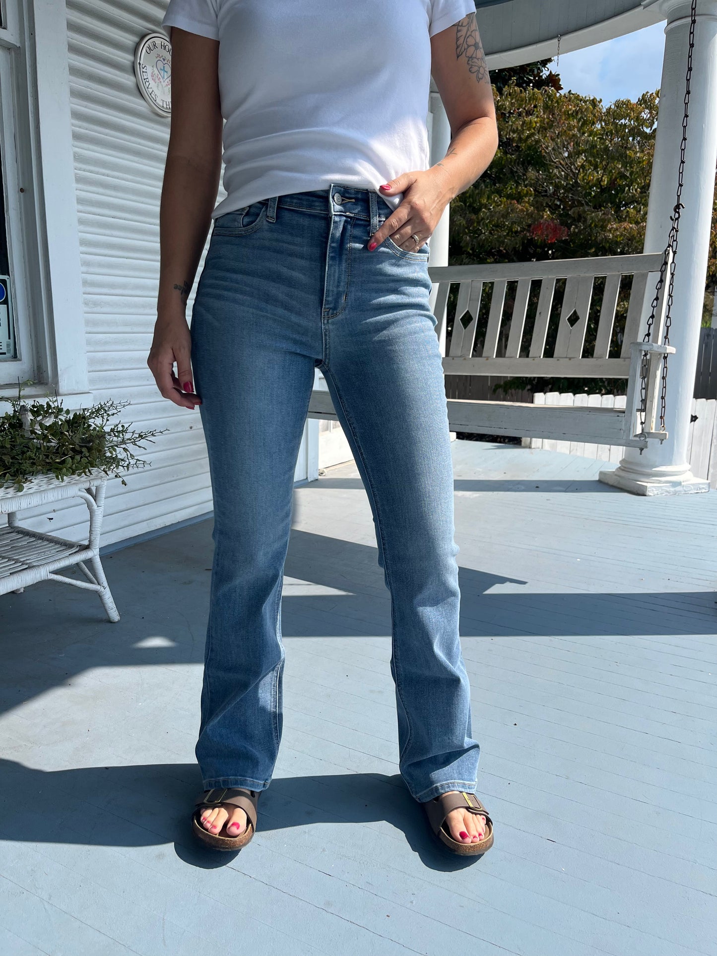 Non-Distressed High Waist Boot Cut Jean