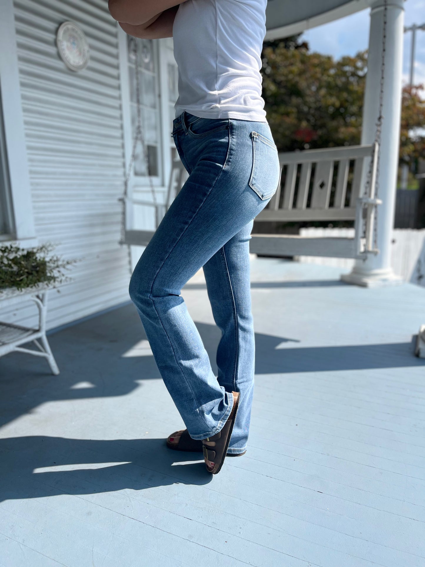 Non-Distressed High Waist Boot Cut Jean