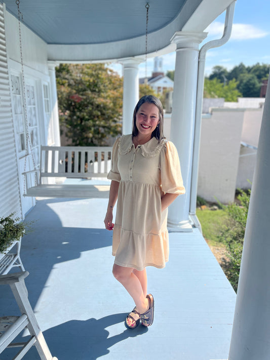 Bib Collar Waffle Knit Dress