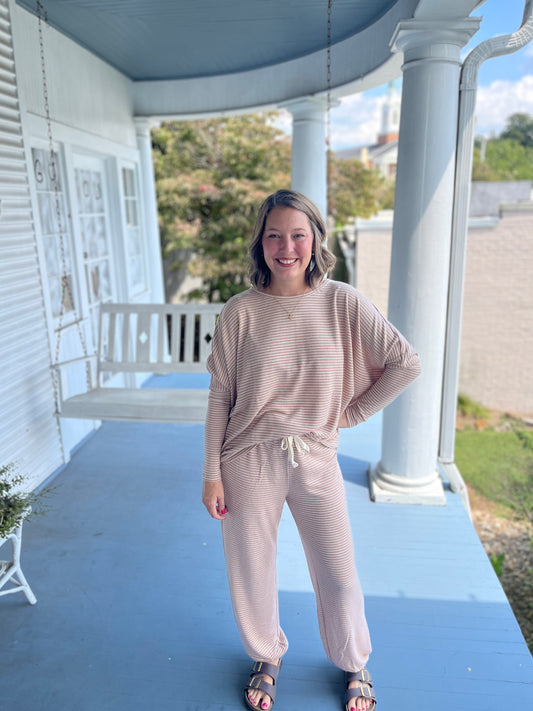 Striped Raglan Long Sleeve Lounge Top
