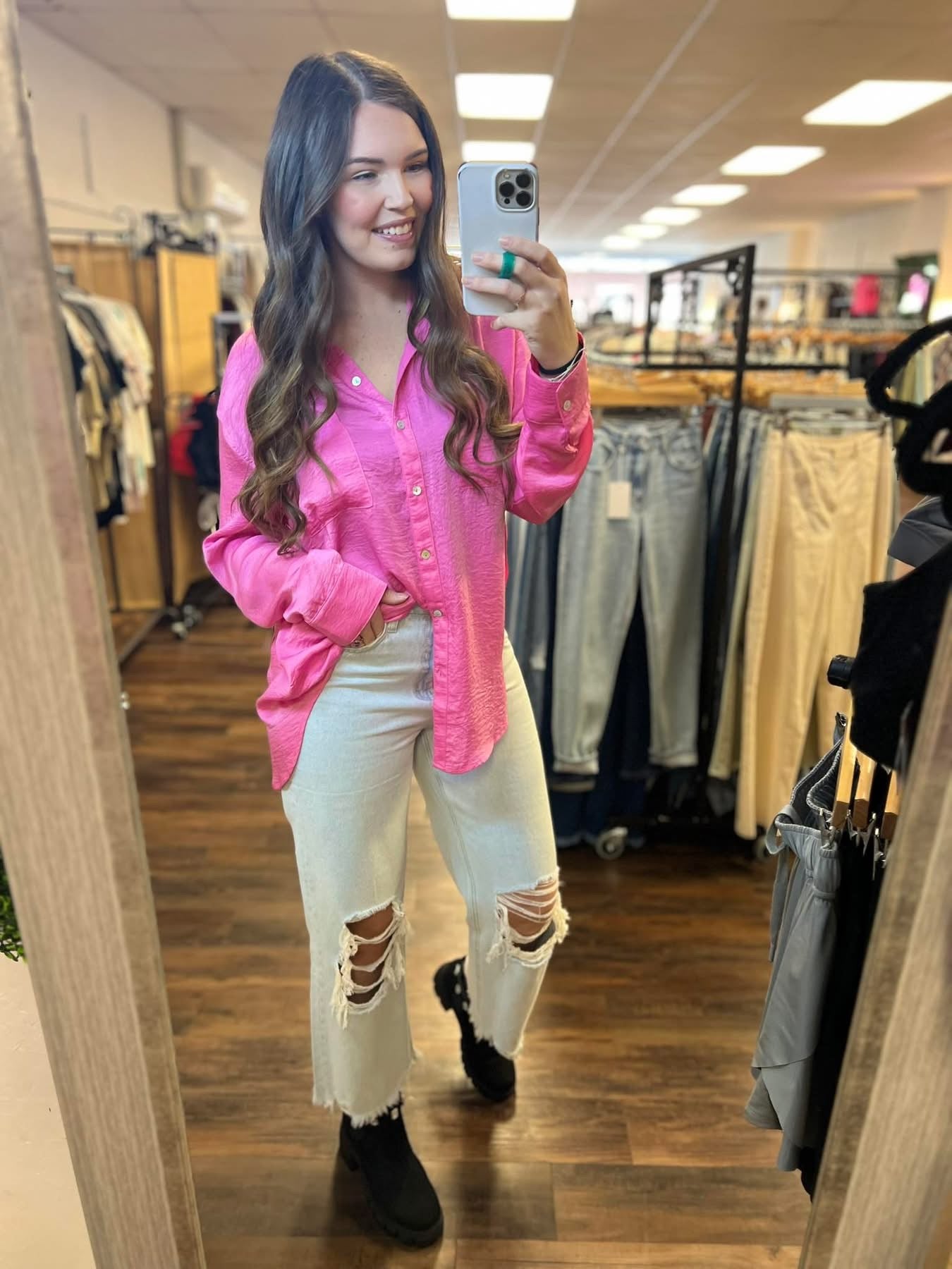 Hot Pink Button Down
