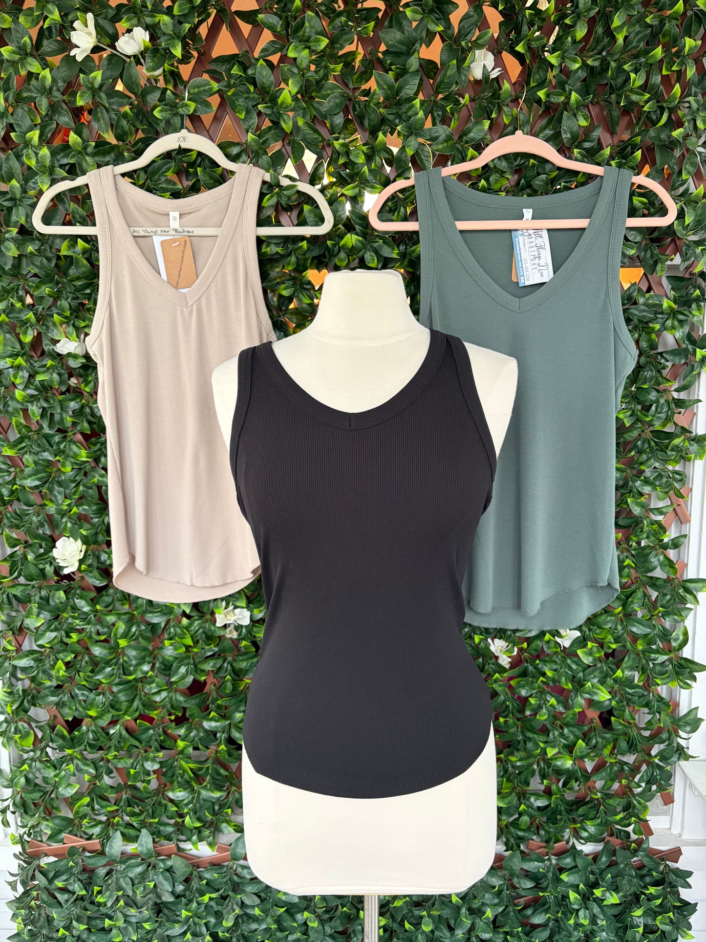 Ribbed Vneck Layering Tank