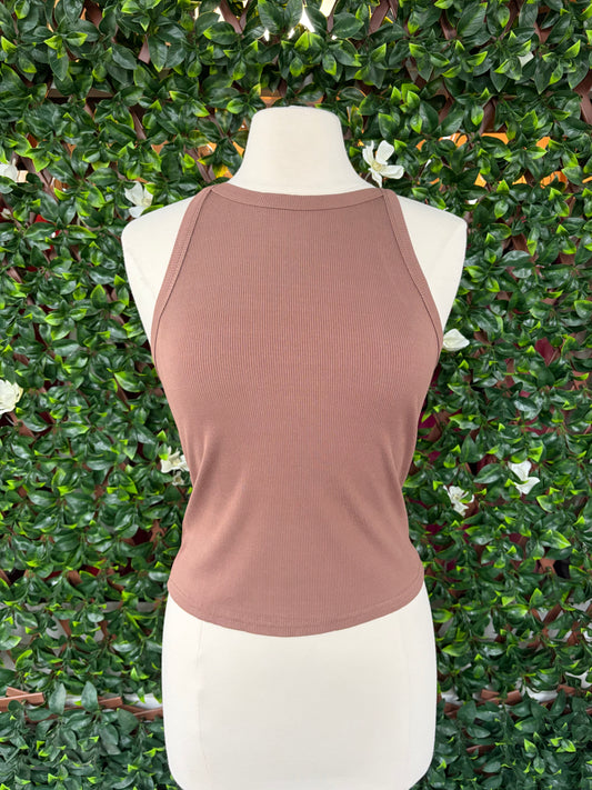 Brown Ribbed Tank