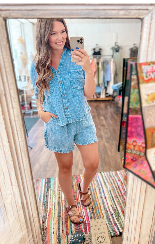 Gauze Textured SS Top