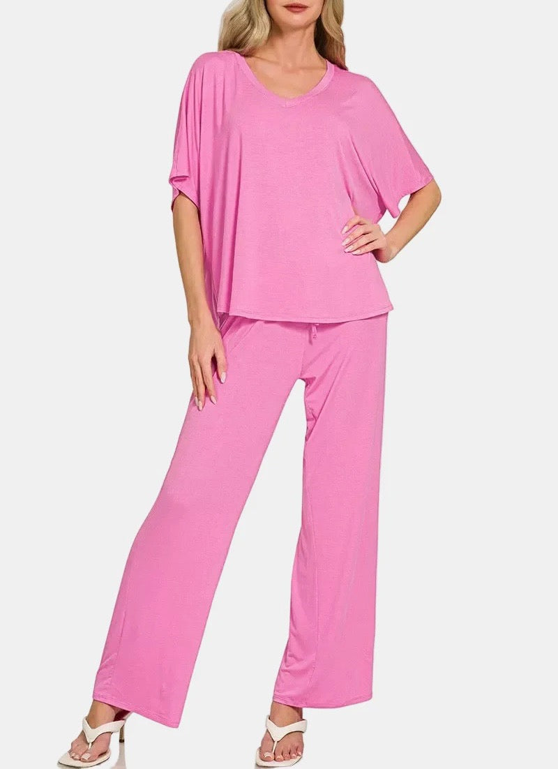 V-Neck Oversized Top Set