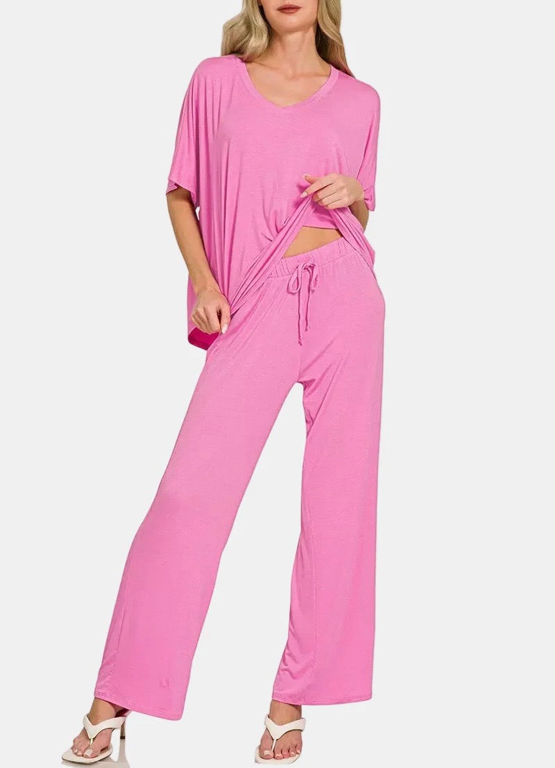 V-Neck Oversized Top Set
