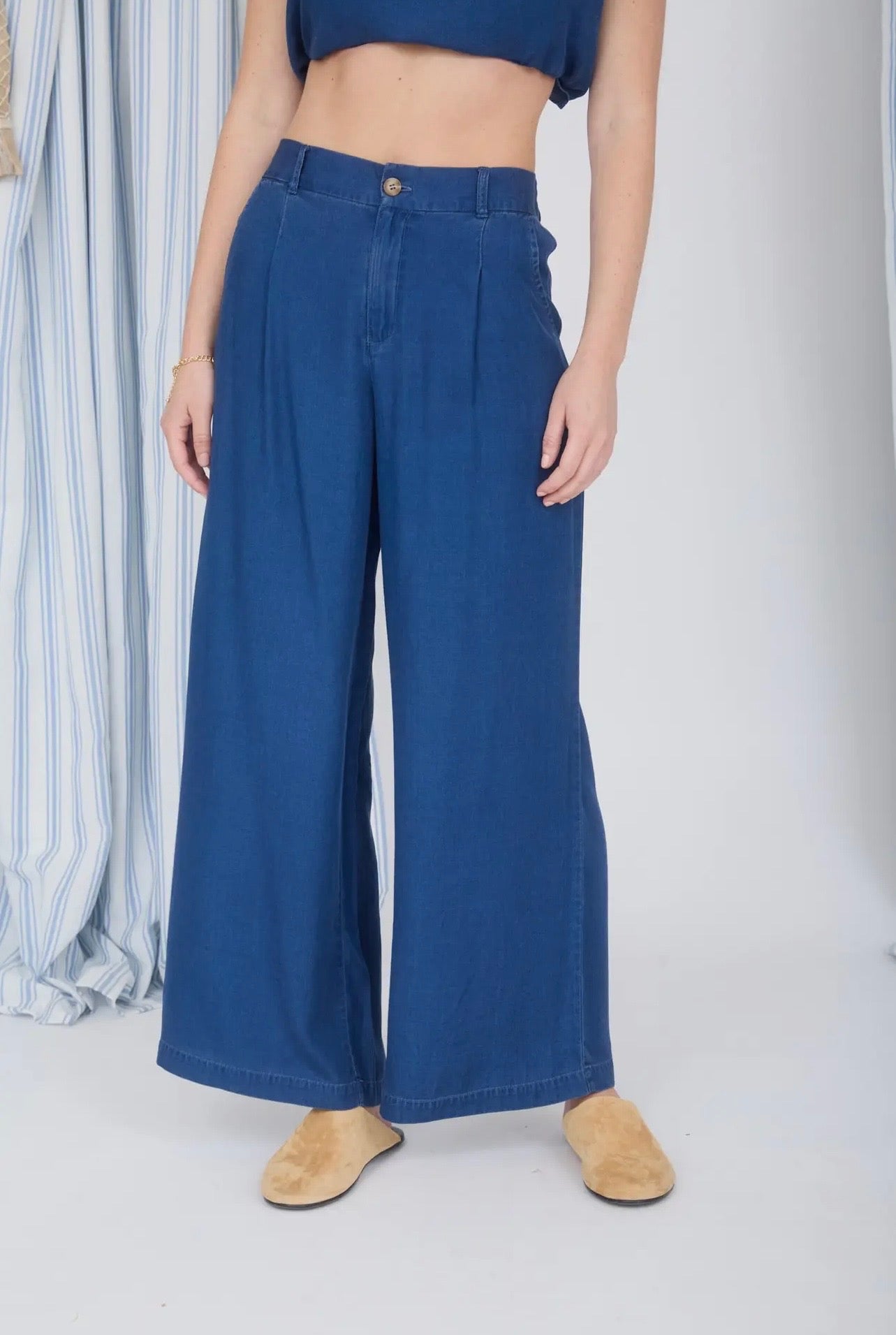 Dark Chambray HW Pintuck Pants