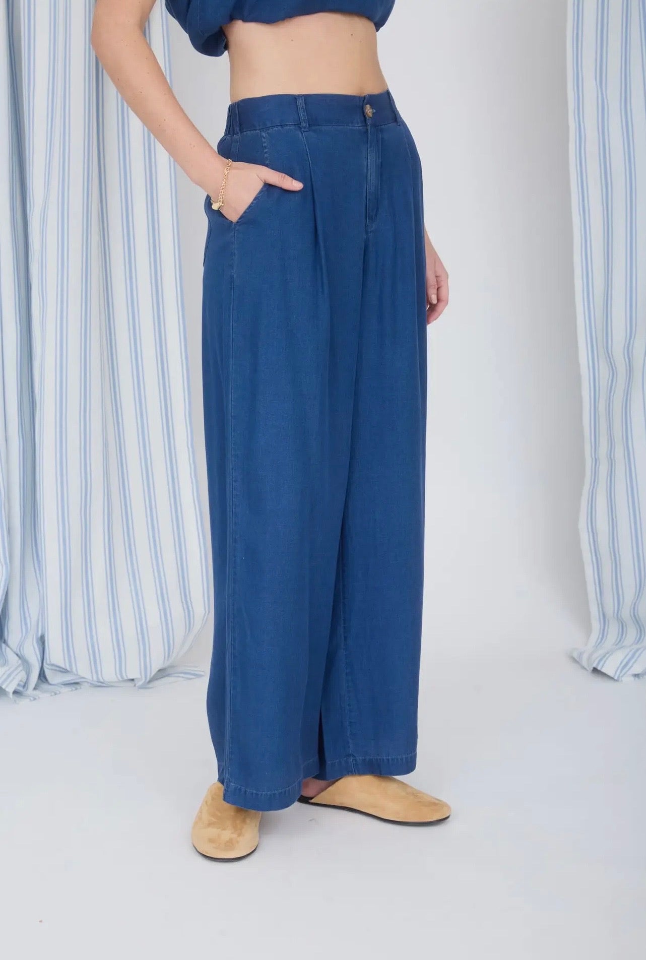 Dark Chambray HW Pintuck Pants