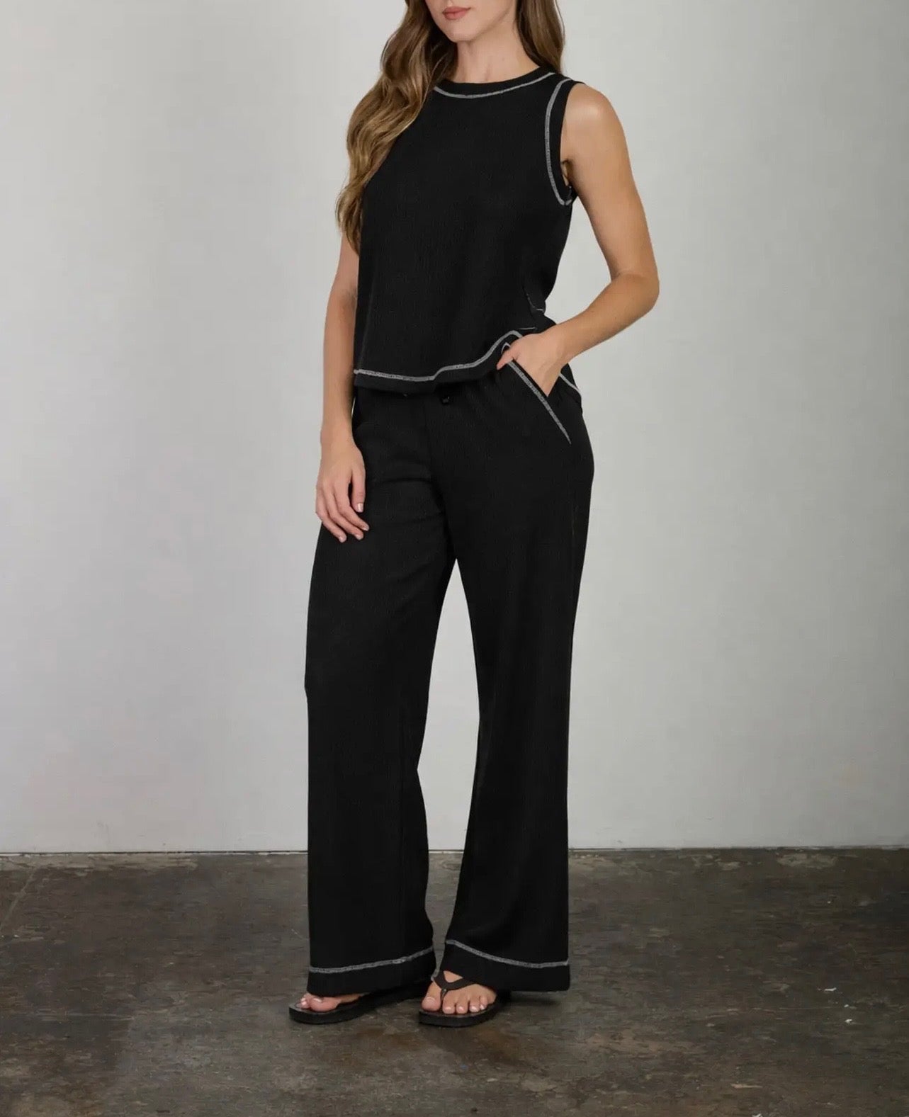 Ribbed Button Detail Lounge Set