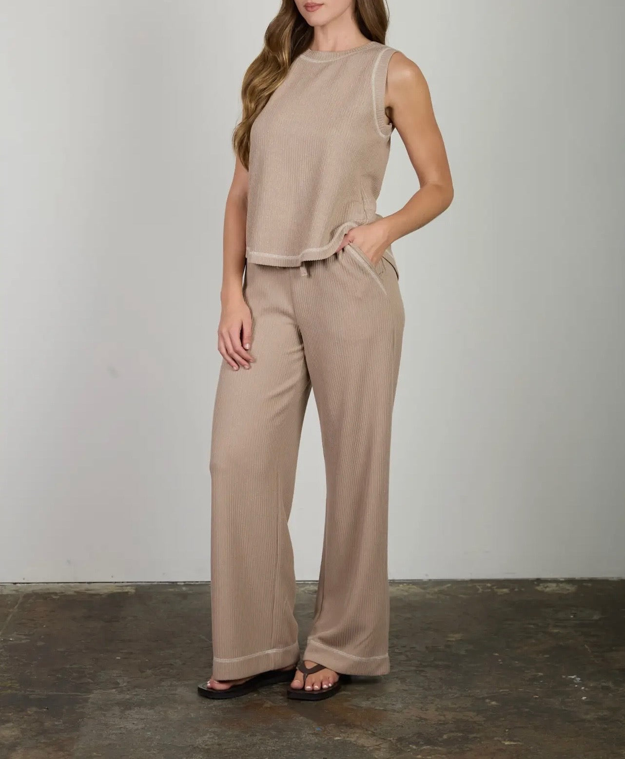Ribbed Button Detail Lounge Set